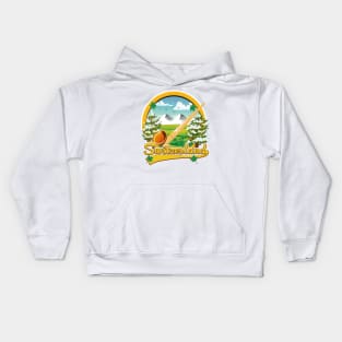 Switzerland alphorn travel logo Kids Hoodie